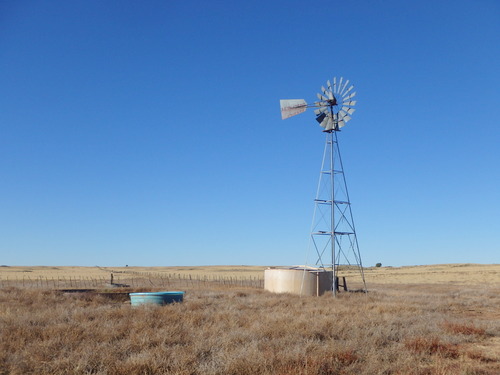 GDMBR: Working windmill, a tank, and a way to get water.